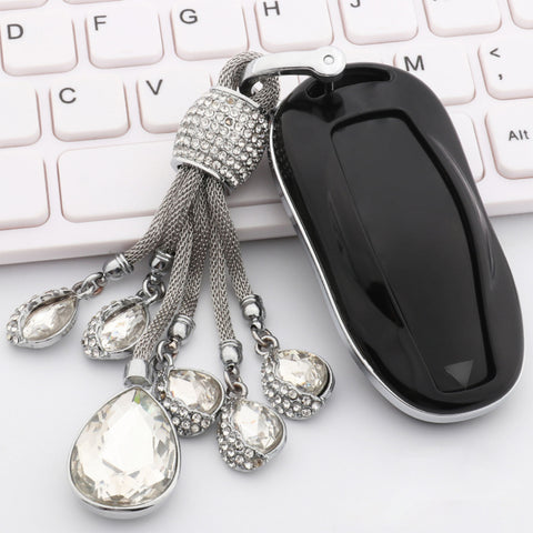 for Tesla Model S Model 3 Key Fob Cover, Keyless Remote Flip Key Shell Case, Black Hard ABS Remote Key Protection