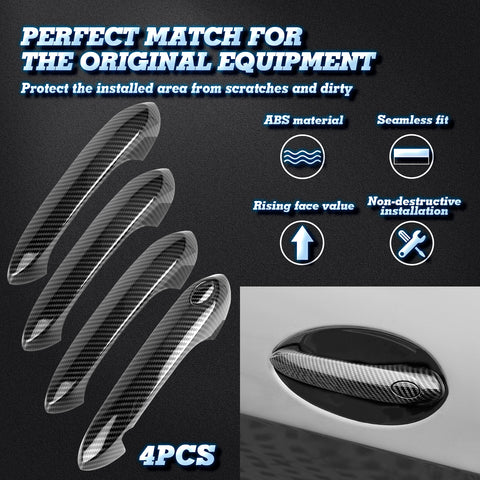 4Pcs Carbon Fiber Pattern Door Handle Cover Trim For BMW 3 Series 330i Sedan 2019-2021