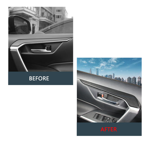 4pcs for Toyota RAV4 2019-2024 Interior Door Panel Armrest Cover Molding Trim ABS Carbon Fiber
