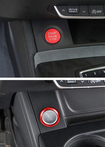 Blue/ Red Start Engine Stop Push Button Cover + Ring Fit Audi A4 A5 Q5 - S Line Style Start Stop Button Decor