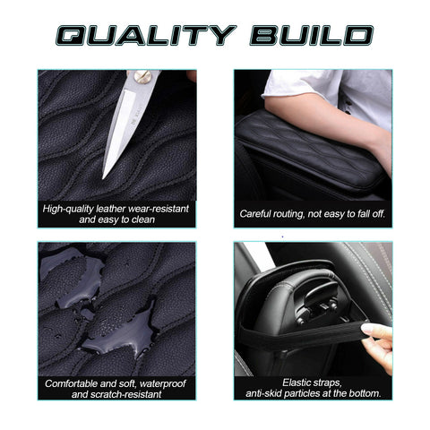 1PC PU Leather Wavy Texture Center Armrest Cover Seat Box Cushion Decor Trim Universal 30x21CM