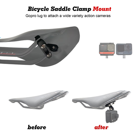 Bicycle Saddle Clamp Mount for Gopro Camera Garmin Varia RTL515 Rearview Radar
