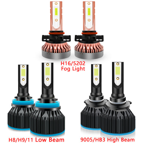 6pcs 8000K Ice Blue Extremely Bright LED Headlight Fog Parking Light Bulb for Chevrolet Silverado 1500 2500 2007-2015