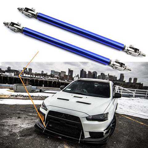 Adjustable 6"-9" / 8"-11" / 10"-13" Front Bumper Lip Splitter Diffuser Strut Rod Tie Bars Fit Most Vehicles, Black / Red / Blue / Silver