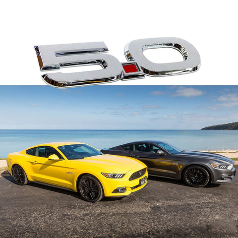 Side Badge Sticker 3D Logo 5.0 Liter Chrome Finish Fender Emblem For Newer Ford Mustang Cars 2015 2016