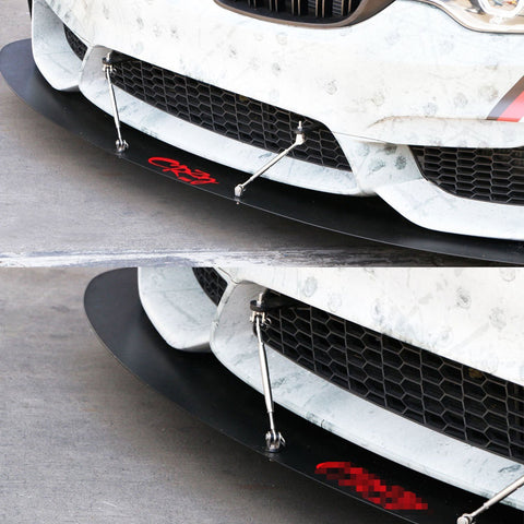 Adjustable 6"-9" / 8"-11" / 10"-13" Front Bumper Lip Splitter Diffuser Strut Rod Tie Bars Fit Most Vehicles, Black / Red / Blue / Silver