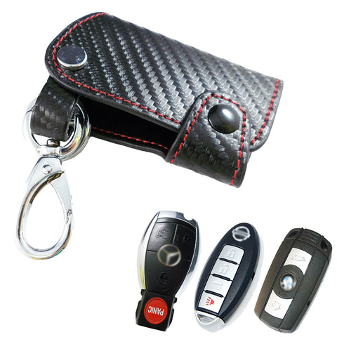Genuine Leather Carbon Fiber Pattern Key Folding Fob Key Cover Audi Volkswagen Mazda Mercedes-Benz Nissan/Infiniti Kia/Hyundai