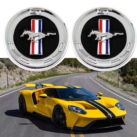 2 x Running Horse Emblem Chrome Metal Door Fender Badge Stickers for Ford Mustang
