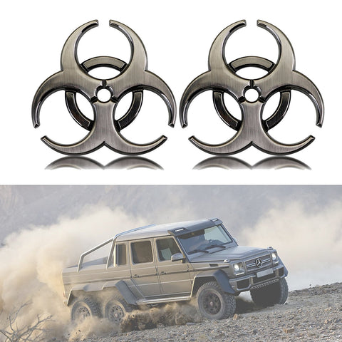 2x Side Badge Stickers 3D Logo Resident Evil Umbrella Corporation Biohazard Metal Chrome Fender Emblem