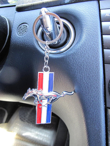 Mustang Chrome Finish Silver Running Horse Keychain Key Chain Ford Mustang