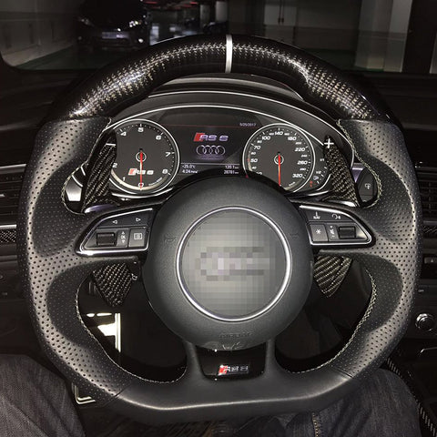 Black/ Red Real Carbon Fiber Steering Wheel Shifter Gear Paddle DSG Extensions For Audi A4L A6L
