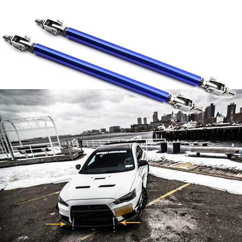 Adjustable 6"-9" / 8"-11" / 10"-13" Front Bumper Lip Splitter Diffuser Strut Rod Tie Bars Fit Most Vehicles, Black / Red / Blue / Silver