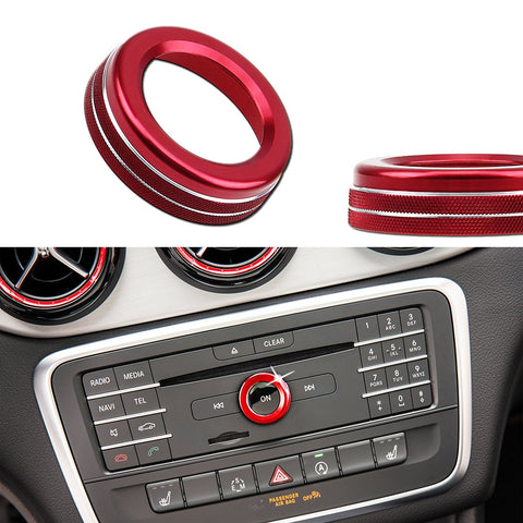 1x JDM Car Stereo Tuner Control Knob Audio Volume Control Decor Ring Cover For Mercedes A B C E S CLA GLA GLK ML GL Class