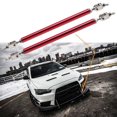 Adjustable 6"-9" / 8"-11" / 10"-13" Front Bumper Lip Splitter Diffuser Strut Rod Tie Bars Fit Most Vehicles, Black / Red / Blue / Silver