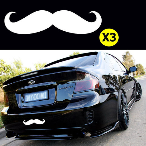 3pcs 7" Euro Funny Italian Mustache Car Window Die-Cut Graphic Vinyl Decals