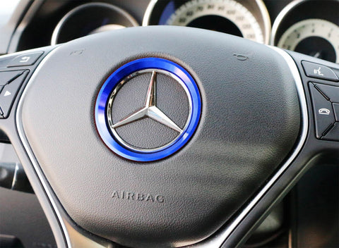 Glossy Car Steering Wheel Center Logo Ring Trim For Mercedes Benz B C GLK