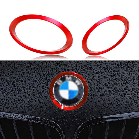 1 Set Car Front and Rear Logo Ring Decoration For BMW 3 4 Series M3 M4 E36 E46 E90 Blue or Red or Silver