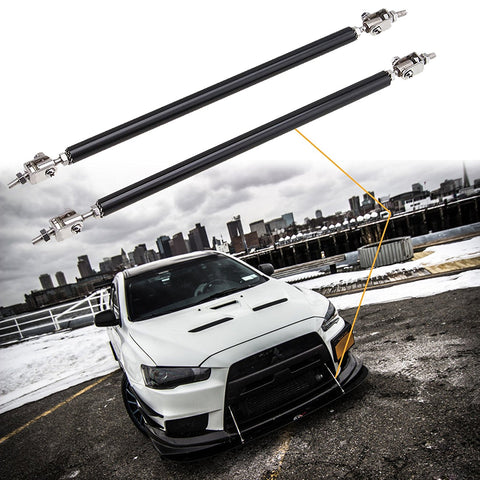 Adjustable 6"-9" / 8"-11" / 10"-13" Front Bumper Lip Splitter Diffuser Strut Rod Tie Bars Fit Most Vehicles, Black / Red / Blue / Silver