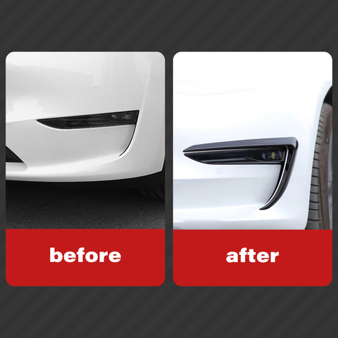 Front Fog Light Lamp Eyebrow Cover Trim Compatible With Tesla Model 3 2017-2023, 2pcs (Carbon Fiber Pattern)