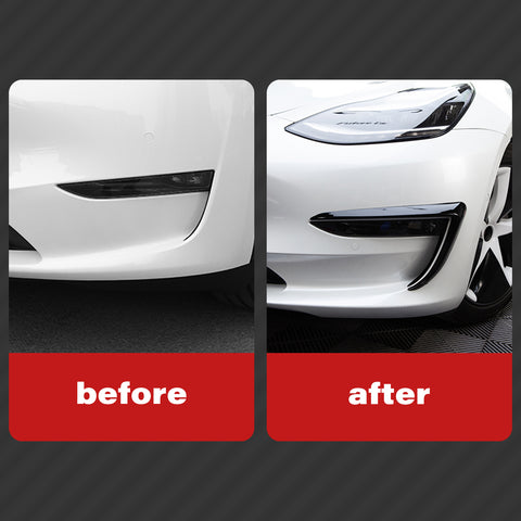 Front Fog Light Lamp Eyebrow Cover Trim Compatible With Tesla Model 3 2017-20232pcs (Glossy Black)