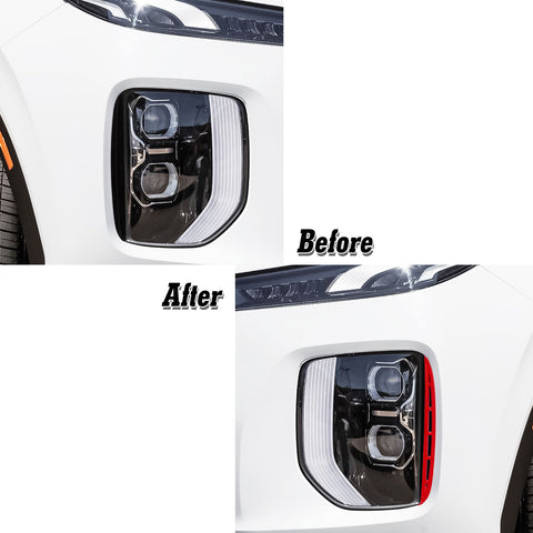 2Pcs Exterior Front Fog Light Driving Lamp ABS Molding Cover Trim For Hyundai Palisade 2020-2022, Red