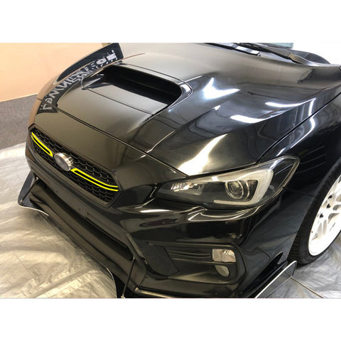 Glossy Red / Fluorescent Yellow Front Grille Pinstripe Vinyl Sticker Trim for Subaru WRX STI 2018 2019 2020, Racing Sport Front Hood Panel Pre-cut Stripe Decal Molding