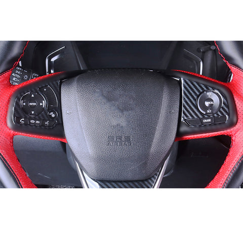 For Honda Civic 2016-2021 Carbon Fiber Texture Steering Wheel Button Cover Trim