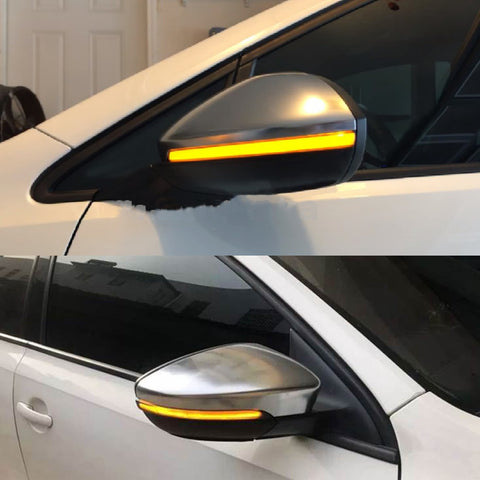 Amber LED Side Mirror Turn Signal Light for VW Volkswagen Golf MK7 GTI 2013-up, Smoked Black Dynamic Sequential Blink Side Mirror Marker Lens