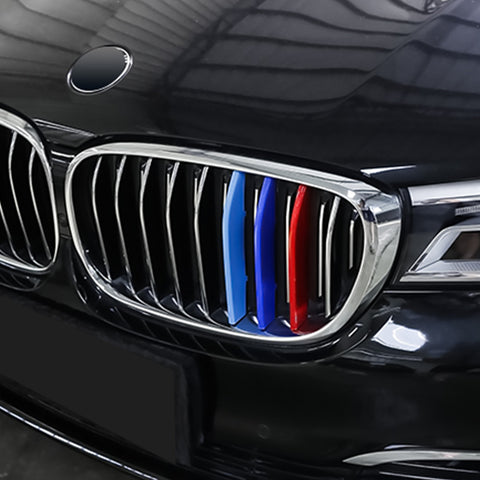 3pcs M-Colored Sporty Grille Kidney Insert Trims for BMW 5 Series GT F07 2009-2017 (9 beam bars)