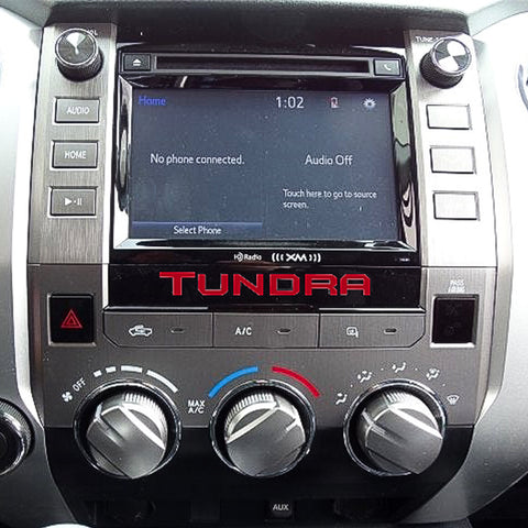 Red / White Dashboard Radio Letter Insert Overlay Vinyl Decal Sticker for Toyota Tundra 2014-2019