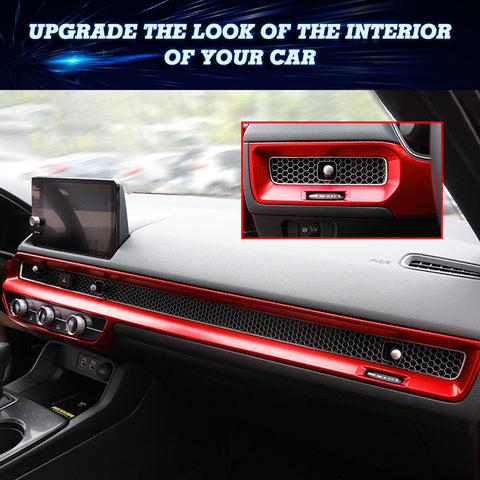 Red Sporty Race Style Center Air Vent Outlet Frame Trim For Civic 11th Gen 2022