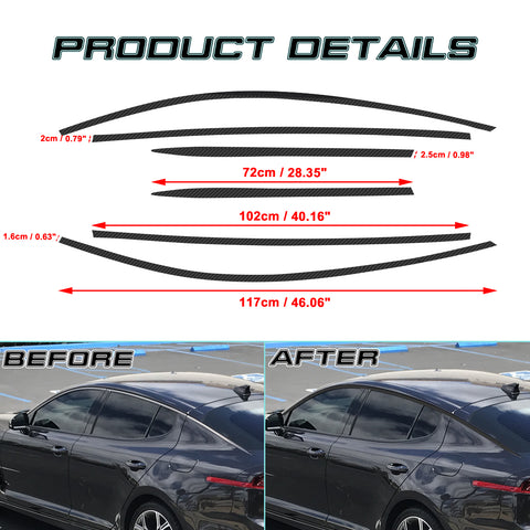 Carbon Fiber Texture Vinyl Pre-Cut Window Strip Cover For Kia Stinger 2018-2020