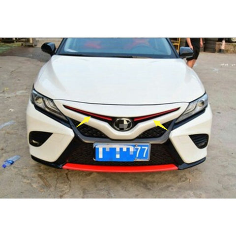 2pcs Red Stainless Steel Front Center Grill Grille Cover Guard Trim for Toyota Camry SE XSE 2018-2024