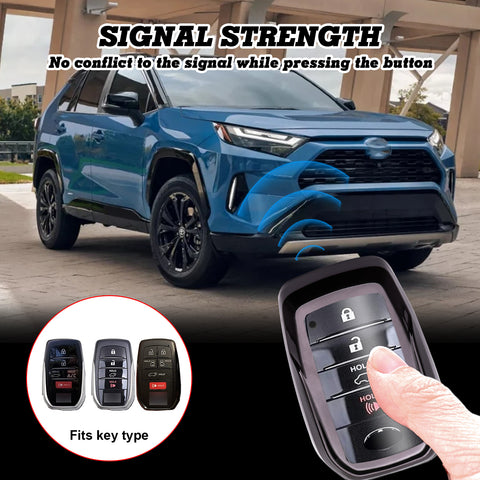 Black TPU Full Protect Remote Key Fob Cover For Toyota Land Cruiser 2018-2022