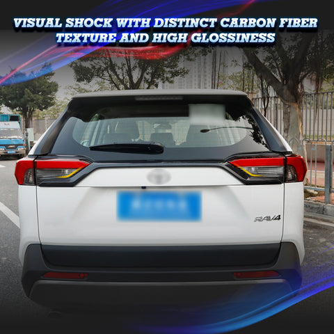 Exterior Rear Trunk Lid Tailgate Upper Lip Strip Protector Cover For Toyota RAV4 19-21, Carbon Fiber Texture