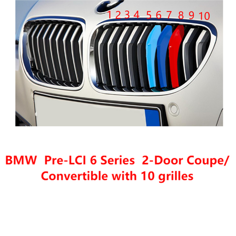 Tri-Color Front Kidney Grille Insert Cover Trim For BMW 6 Series F12 F13 2012-15