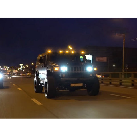 5pcs LED Cab Roof Light Kit for Hummer H2 SUT 2003-2009, Smoke Lens Cap Roof Running Lamp, Amber LED Cab Marker Light, Direct OEM Replacement Car Roof Top Clearance Light Assembly