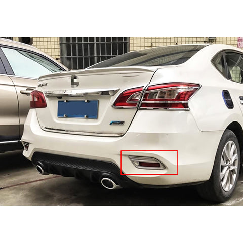 2x ABS Chrome Rear Bumper Reflector Cover Rear Fog Light Frame Moulding Trim for Nissan Sentra Sedan 2016-2019