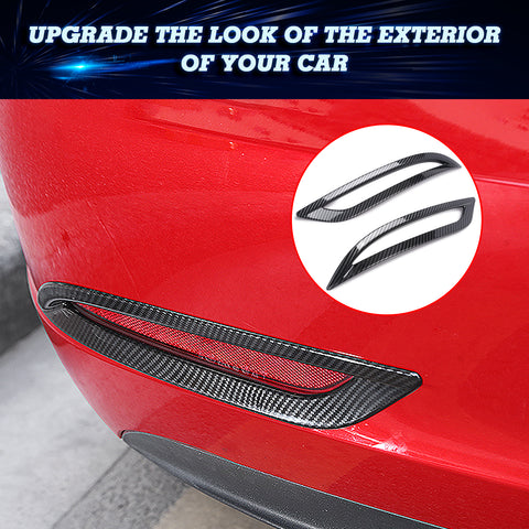 For Model 3 2017-2023 Carbon Fiber Look Rear Reflector Fog Light Bezel Cover