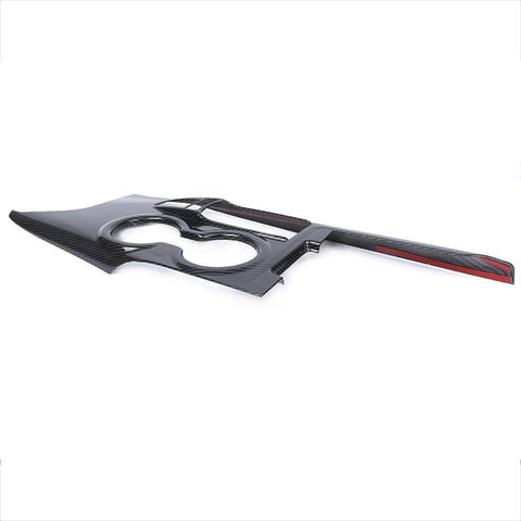 ABS Carbon Fiber / Red / Blue / Wood Gear Shift Frame Console Panel Trims Cover Cup Holder Decor Decal for Toyota Camry 2018-2024