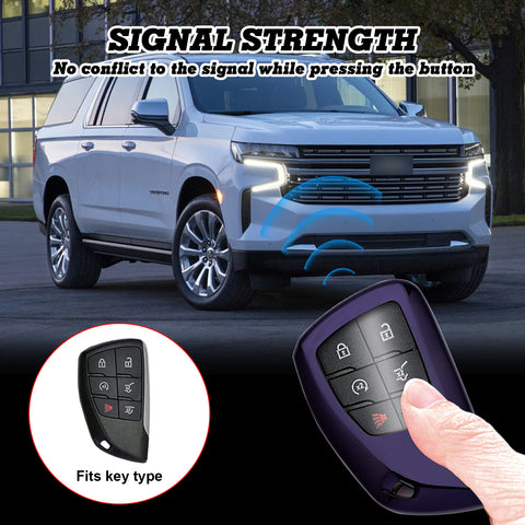 Purple Black TPU Full Protect Remote Key Fob Cover For Chevrolet Suburban 2021+