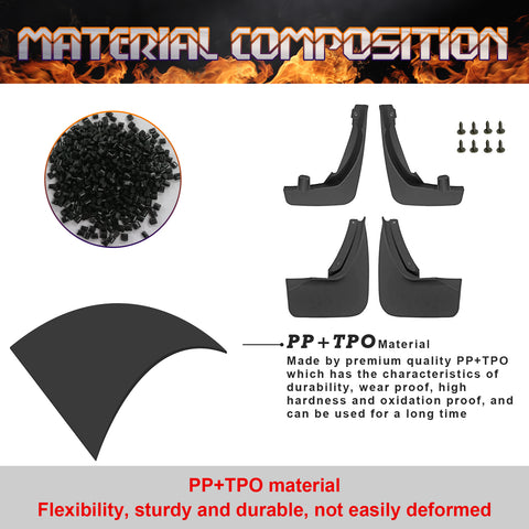 Set Front + Rear Splash Molded Mud Flaps Mudguards For Ford Explorer 2019-2022