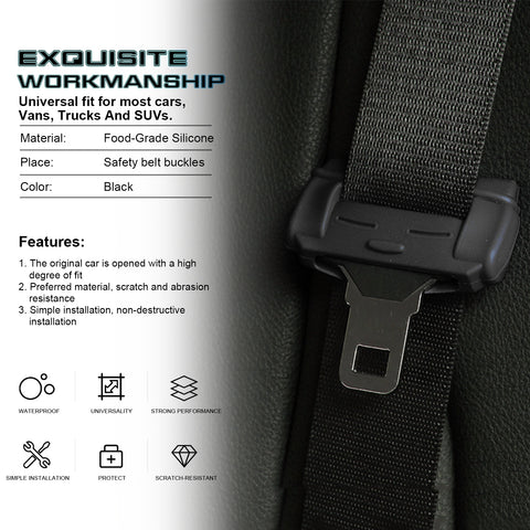 4pcs Black Safety Interior Car Seat Belt Buckle Clip Cover Sleeves Universal Fit