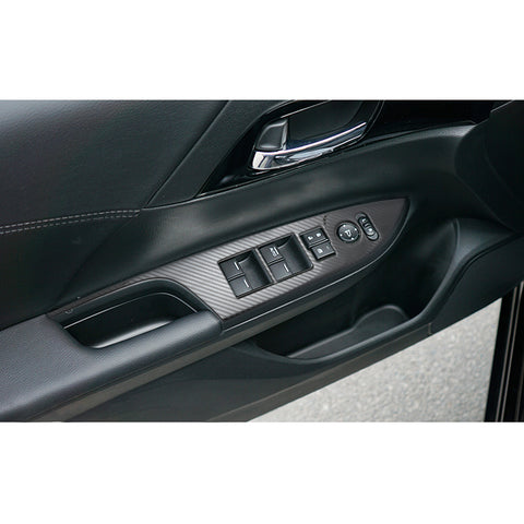 4pcs for Honda Accord 2013-2017 Door Window Lift Switch Panel Cover Trim, Carbon Fiber Look Stainless Steel Car Door Window Lock Panel Switch Bezel Cover Driver Passenger Side
