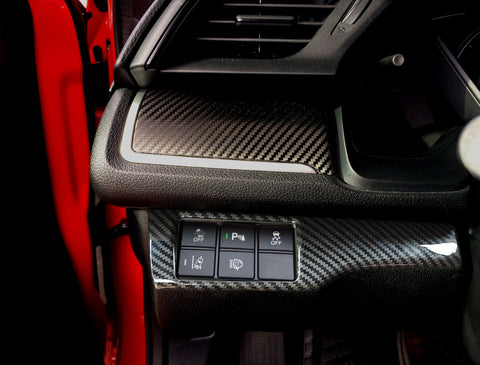 ABS Carbon Fiber Headlight Switch Button Panel Frame Cover Trim for Honda Civic 2016-2019
