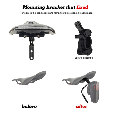 Bicycle Saddle Clamp Mount for Gopro Camera Garmin Varia RTL515 Rearview Radar