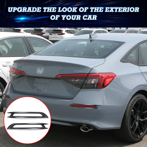 2pcs Carbon Fiber Style Rear Reflector Fog Light Surround For Honda Civic 11th