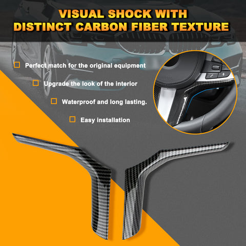 2pcs Carbon Fiber Steering Wheel Lip Strip Molding ABS Trim For BMW 3 Series G20 320i