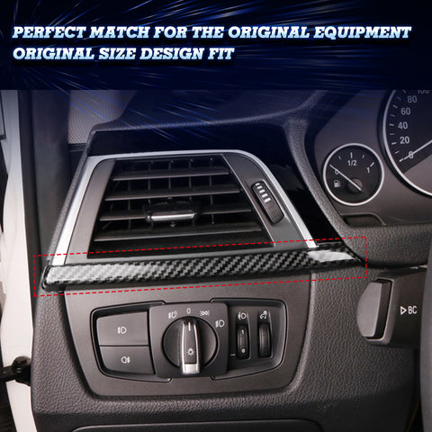 Interior Center Console Dashboard Lower Strip Cover Trim, Carbon Fiber Style, Compatible with BMW F30 F31 3 Series 2012-2018, F34 3 Series GT 2014-2019, F32 F36 4 Series 2014-2019 (2pcs)