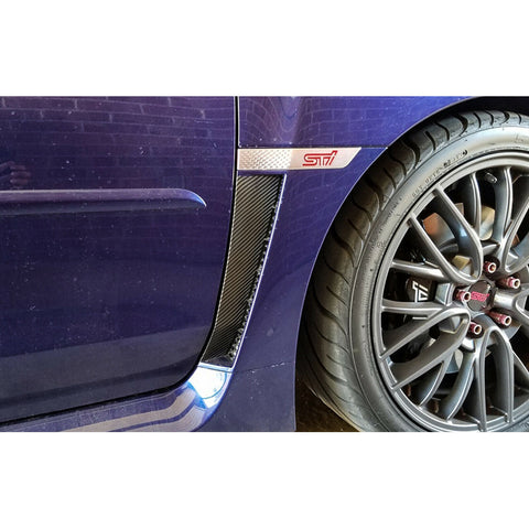 5D Carbon Fiber Style / Matte Red Fender Vent Overlays Vinyl Decal Trim for Subaru WRX STI 2015-2021